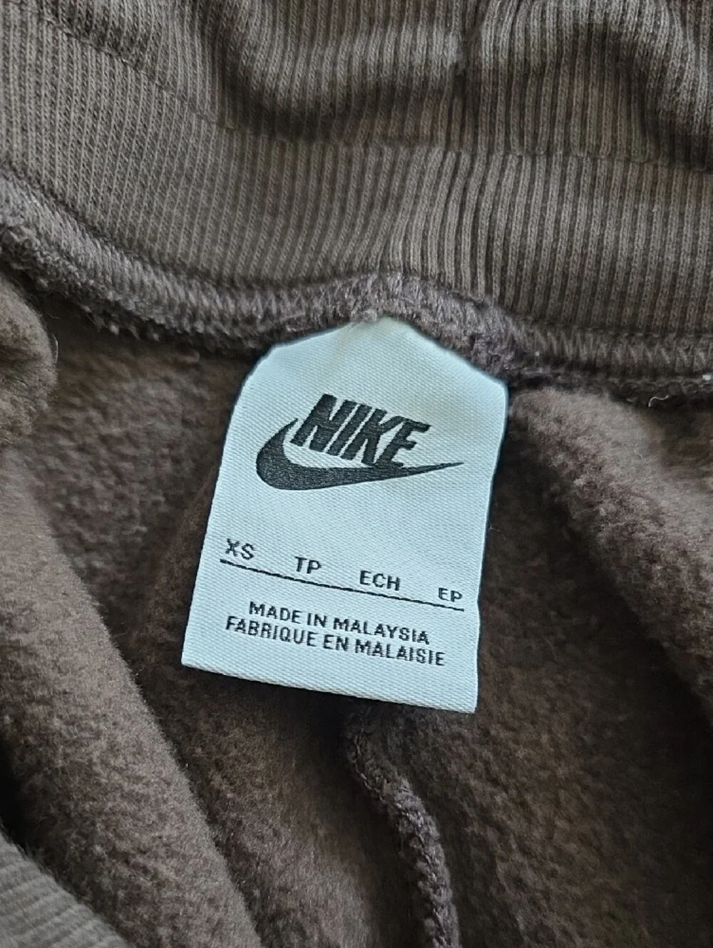 Nike Womens Dark Brown Fleece Joggers with White Swoosh